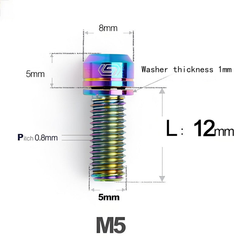 M5 L10-40MM Titanium Bolts With Wishers For Bicycle Stem