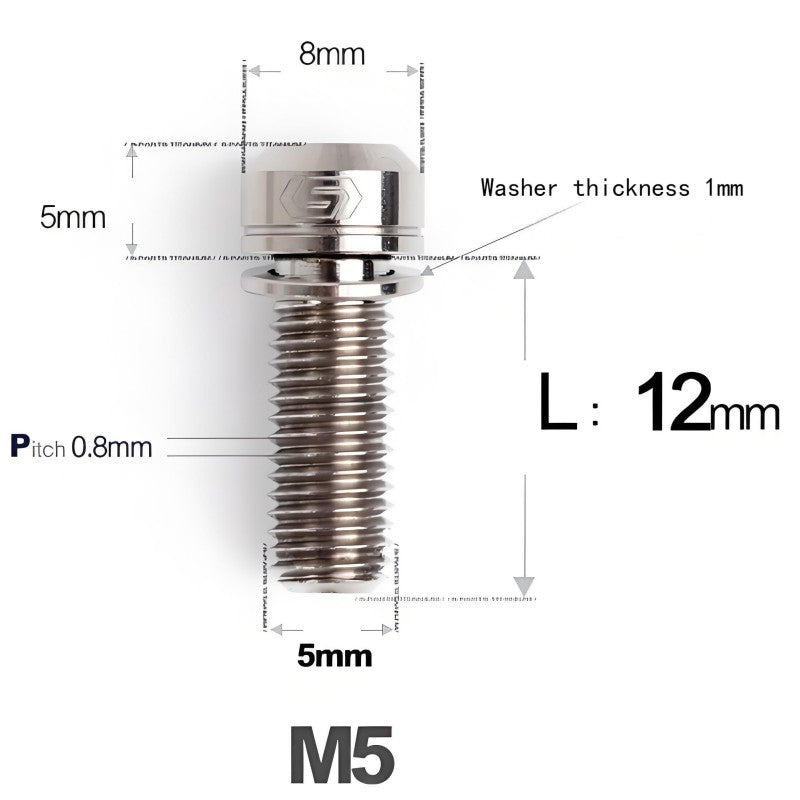 M5 L10-40MM Titanium Bolts With Wishers For Bicycle Stem