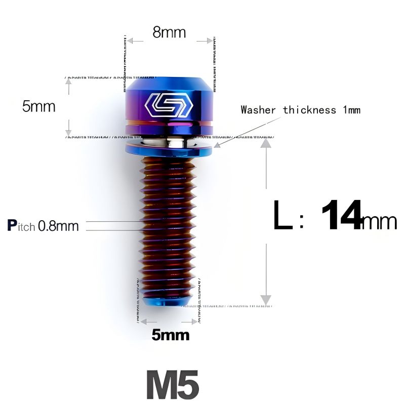 M5 L10-40MM Titanium Bolts With Wishers For Bicycle Stem