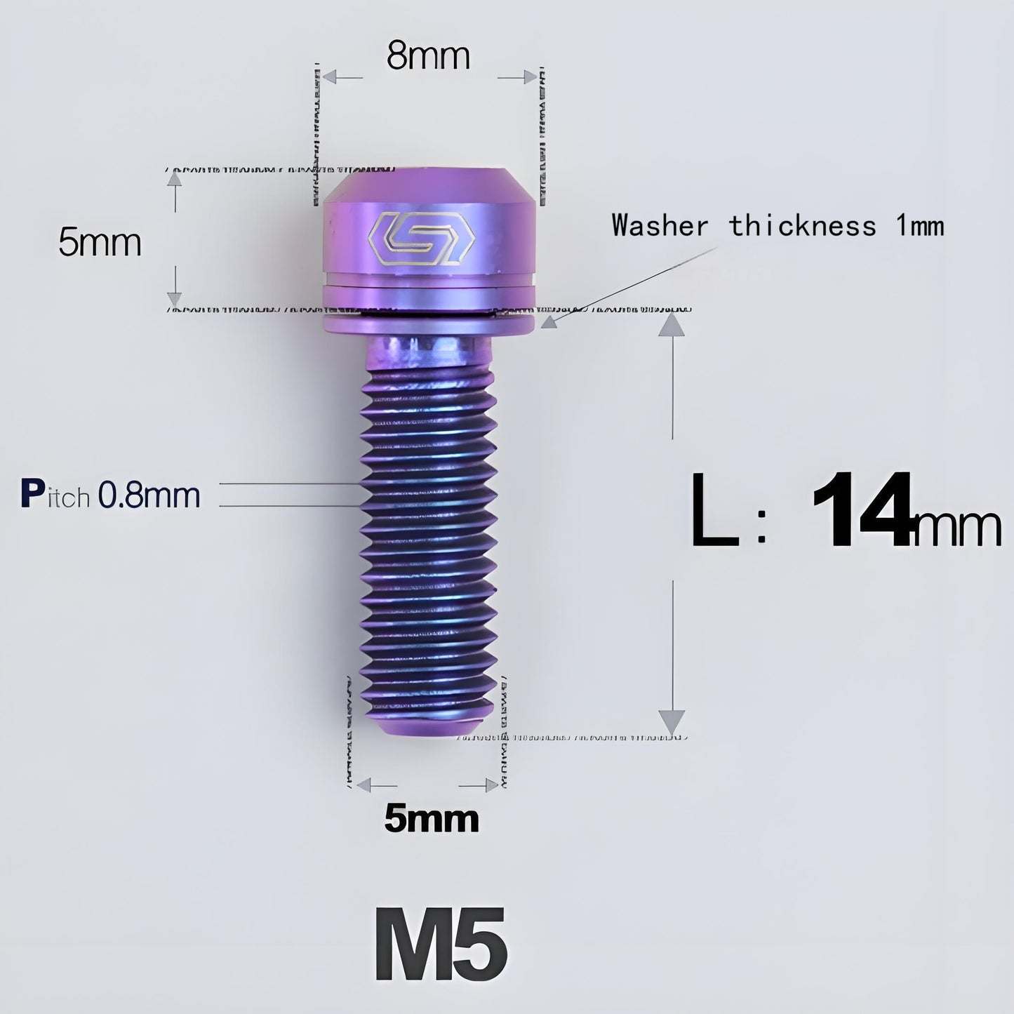 M5 L10-40MM Titanium Bolts With Wishers For Bicycle Stem