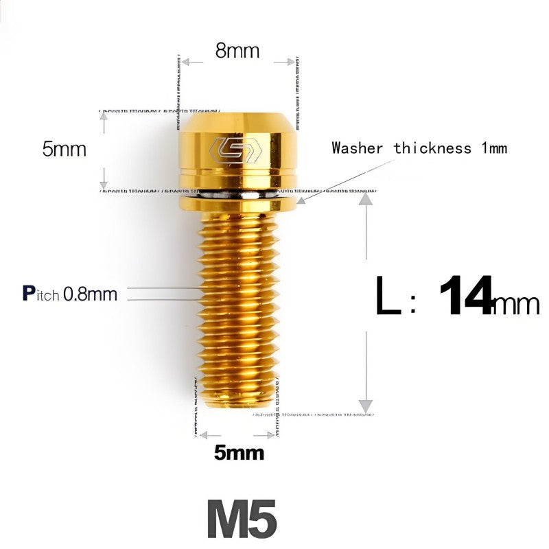 M5 L10-40MM Titanium Bolts With Wishers For Bicycle Stem