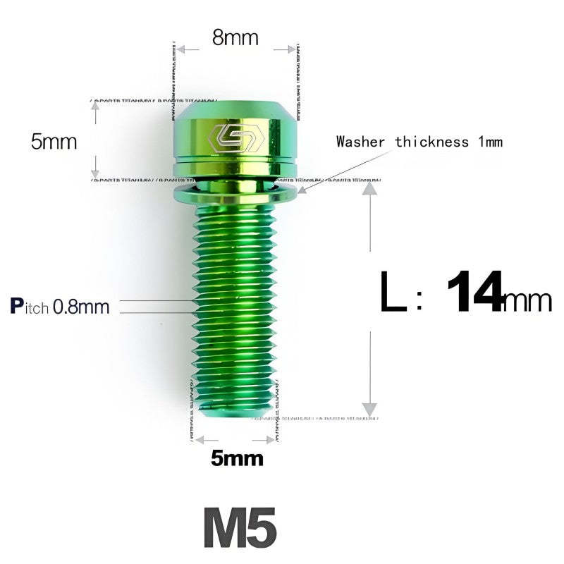M5 L10-40MM Titanium Bolts With Wishers For Bicycle Stem