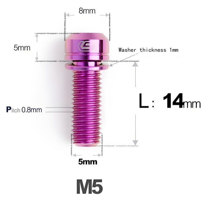 M5 L10-40MM Titanium Bolts With Wishers For Bicycle Stem