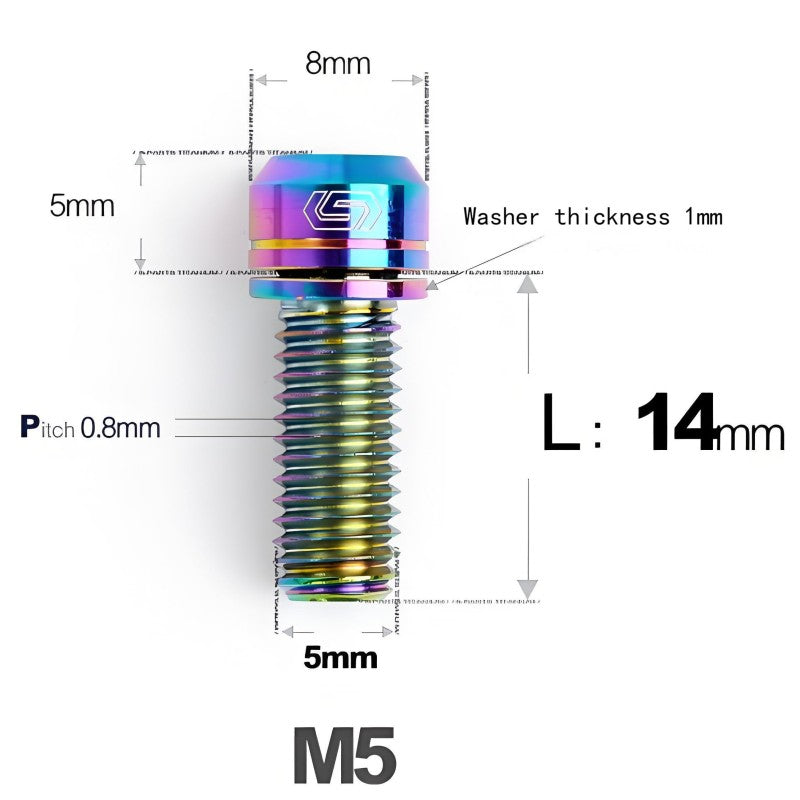 M5 L10-40MM Titanium Bolts With Wishers For Bicycle Stem