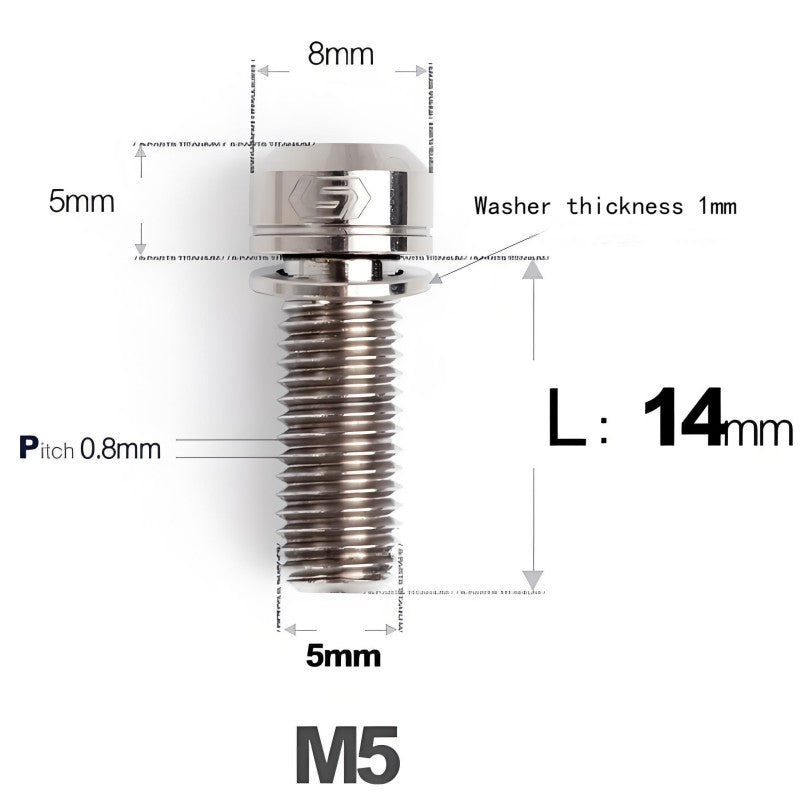 M5 L10-40MM Titanium Bolts With Wishers For Bicycle Stem