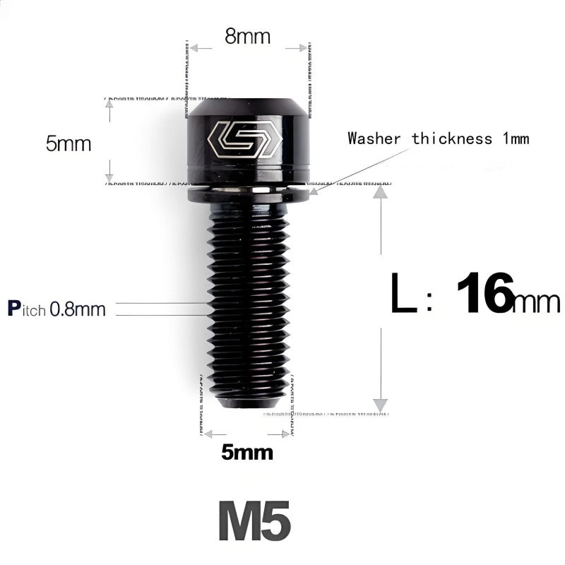 M5 L10-40MM Titanium Bolts With Wishers For Bicycle Stem
