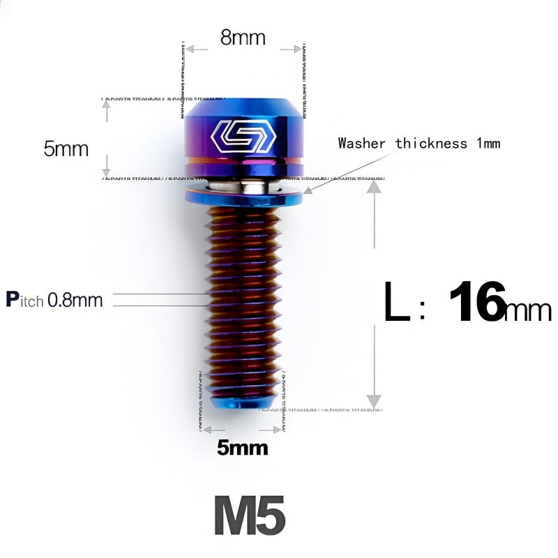 M5 L10-40MM Titanium Bolts With Wishers For Bicycle Stem