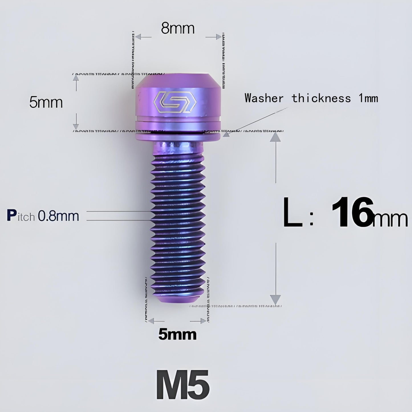 M5 L10-40MM Titanium Bolts With Wishers For Bicycle Stem