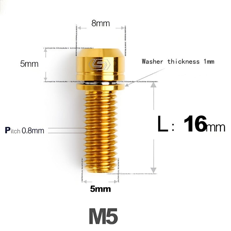 M5 L10-40MM Titanium Bolts With Wishers For Bicycle Stem