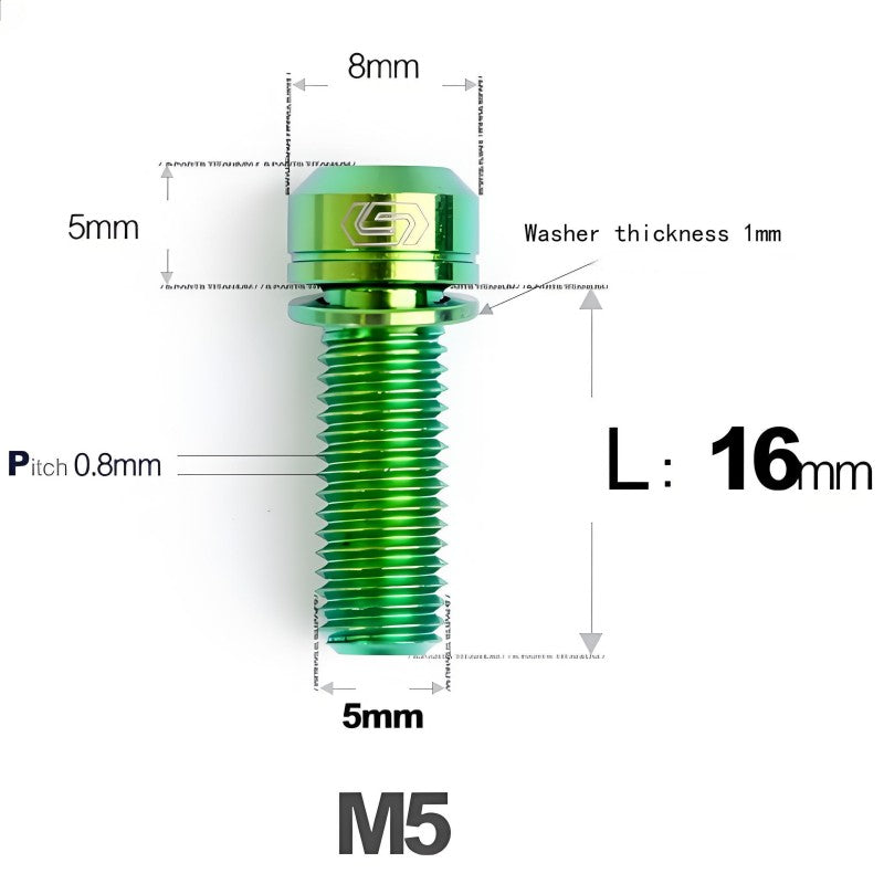M5 L10-40MM Titanium Bolts With Wishers For Bicycle Stem