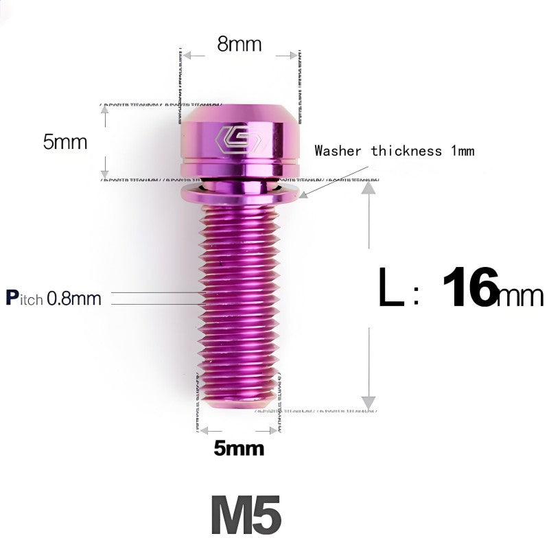 M5 L10-40MM Titanium Bolts With Wishers For Bicycle Stem