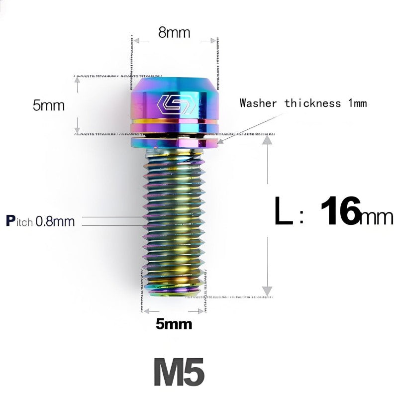 M5 L10-40MM Titanium Bolts With Wishers For Bicycle Stem