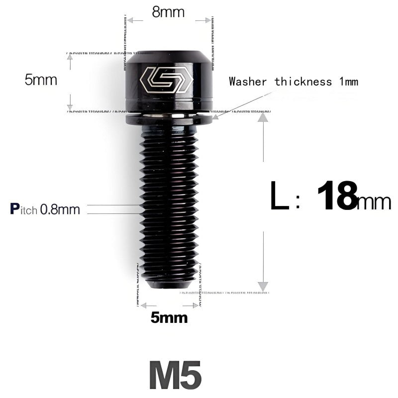 M5 L10-40MM Titanium Bolts With Wishers For Bicycle Stem