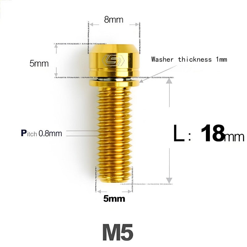 M5 L10-40MM Titanium Bolts With Wishers For Bicycle Stem