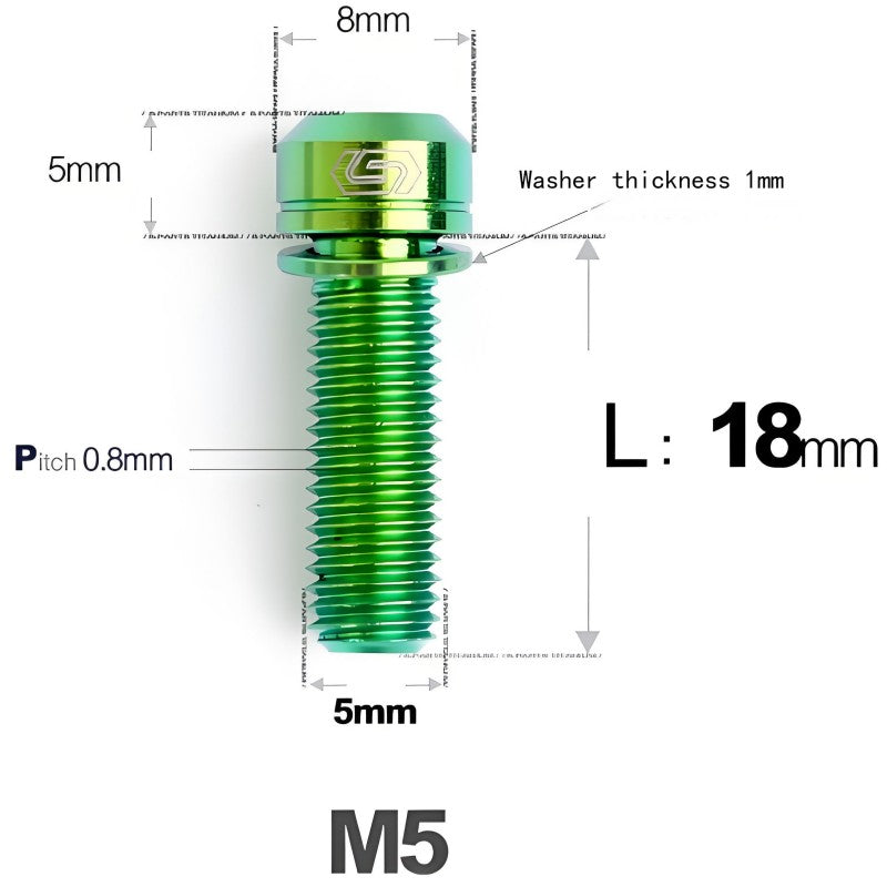 M5 L10-40MM Titanium Bolts With Wishers For Bicycle Stem