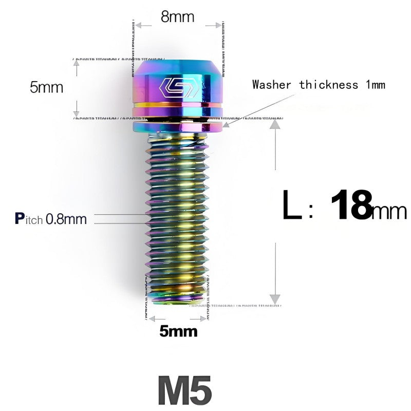 M5 L10-40MM Titanium Bolts With Wishers For Bicycle Stem