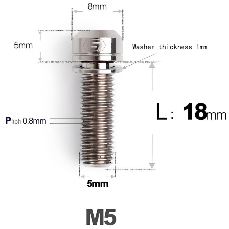 M5 L10-40MM Titanium Bolts With Wishers For Bicycle Stem