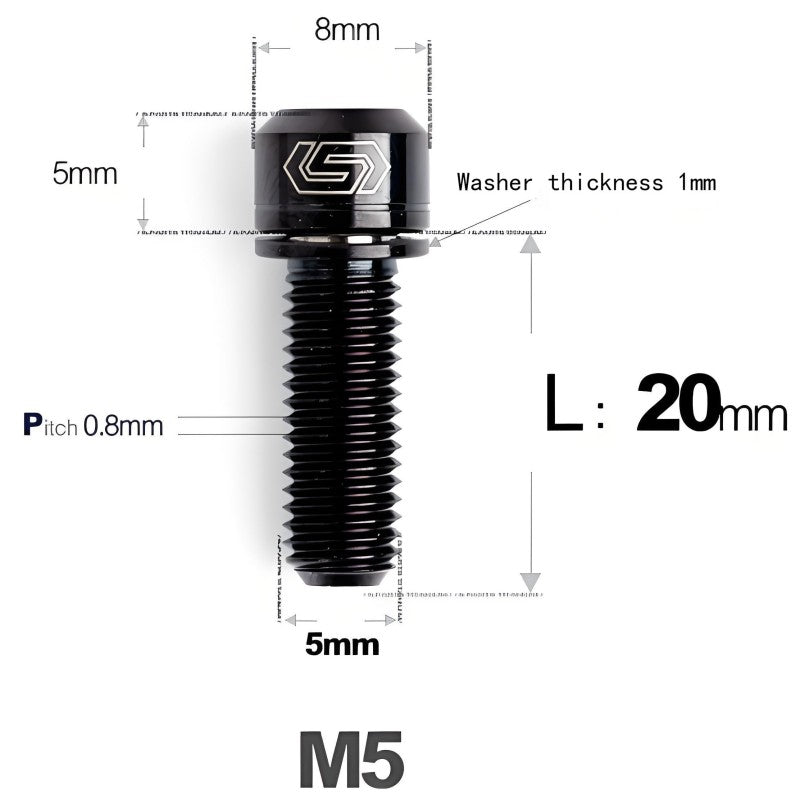 M5 L10-40MM Titanium Bolts With Wishers For Bicycle Stem