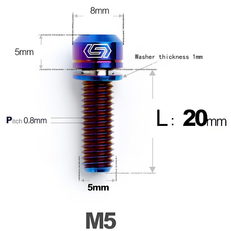 M5 L10-40MM Titanium Bolts With Wishers For Bicycle Stem
