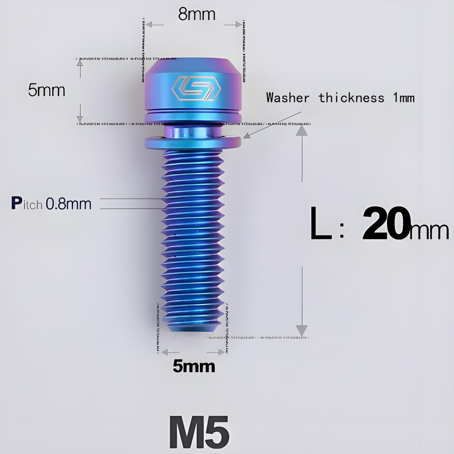 M5 L10-40MM Titanium Bolts With Wishers For Bicycle Stem