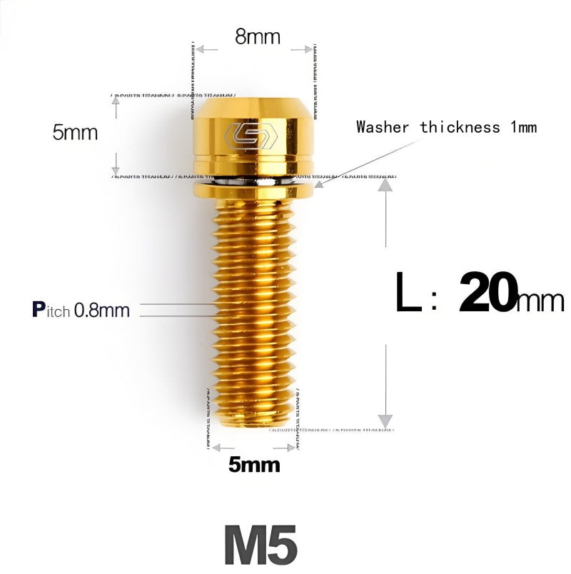M5 L10-40MM Titanium Bolts With Wishers For Bicycle Stem