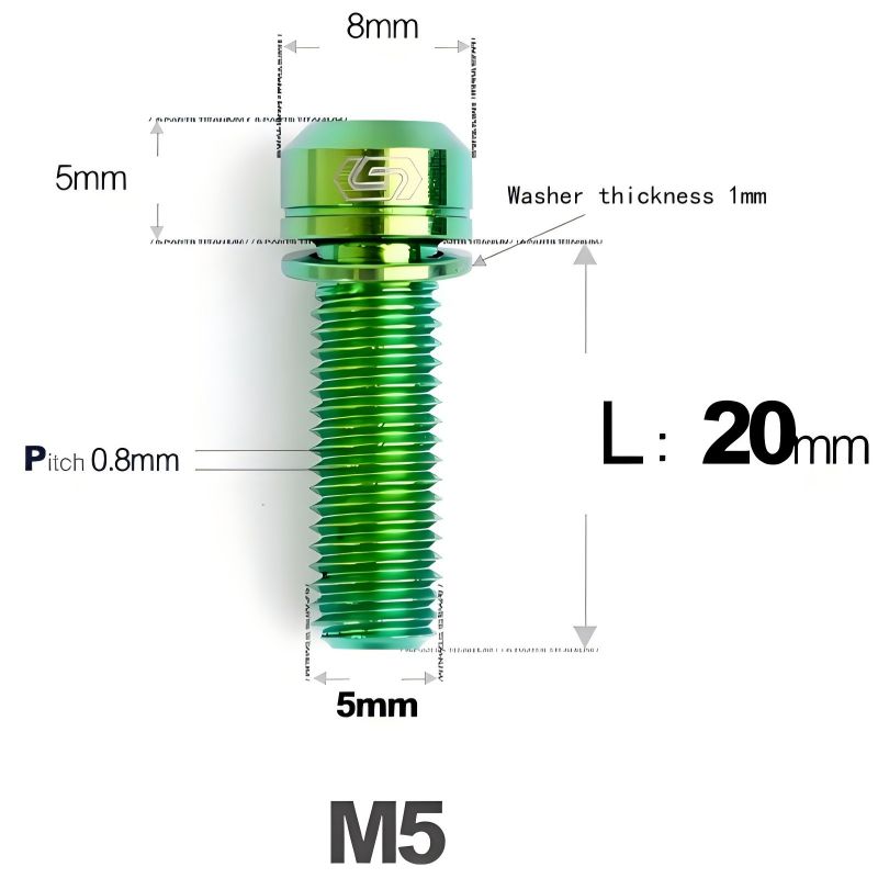 M5 L10-40MM Titanium Bolts With Wishers For Bicycle Stem