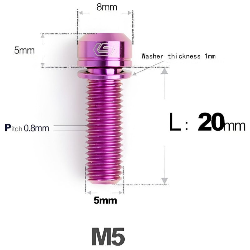 M5 L10-40MM Titanium Bolts With Wishers For Bicycle Stem