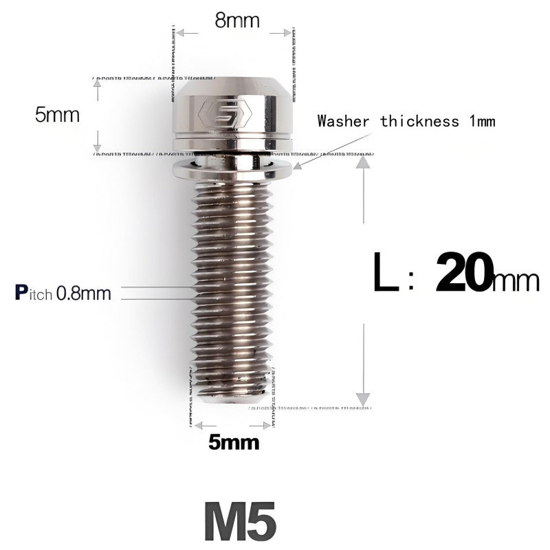 M5 L10-40MM Titanium Bolts With Wishers For Bicycle Stem