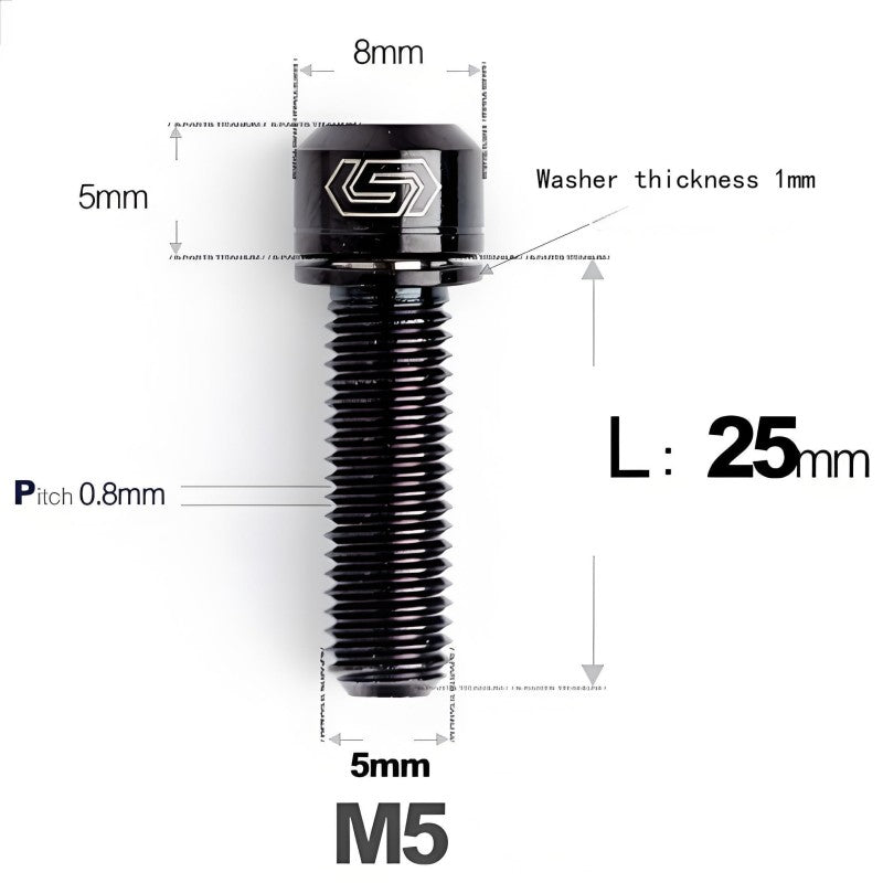 M5 L10-40MM Titanium Bolts With Wishers For Bicycle Stem