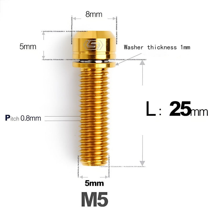 M5 L10-40MM Titanium Bolts With Wishers For Bicycle Stem