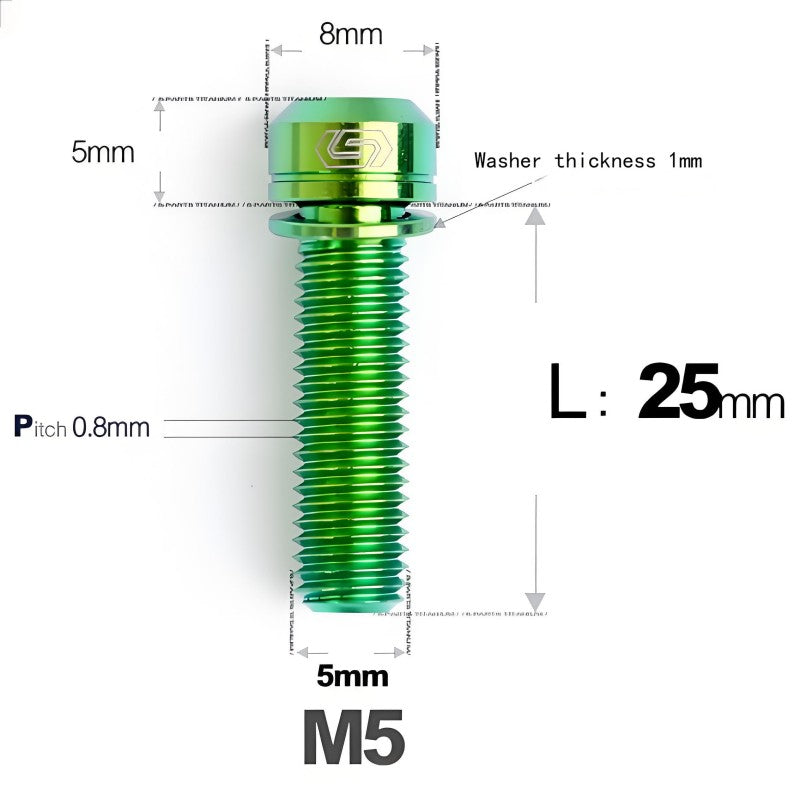 M5 L10-40MM Titanium Bolts With Wishers For Bicycle Stem