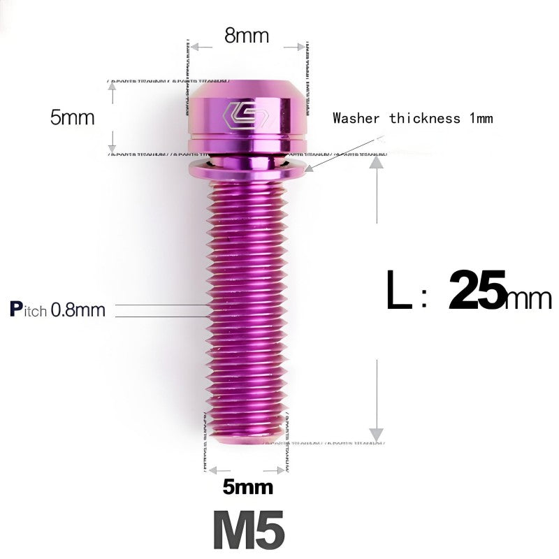 M5 L10-40MM Titanium Bolts With Wishers For Bicycle Stem