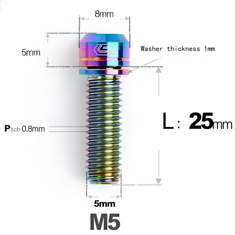 M5 L10-40MM Titanium Bolts With Wishers For Bicycle Stem