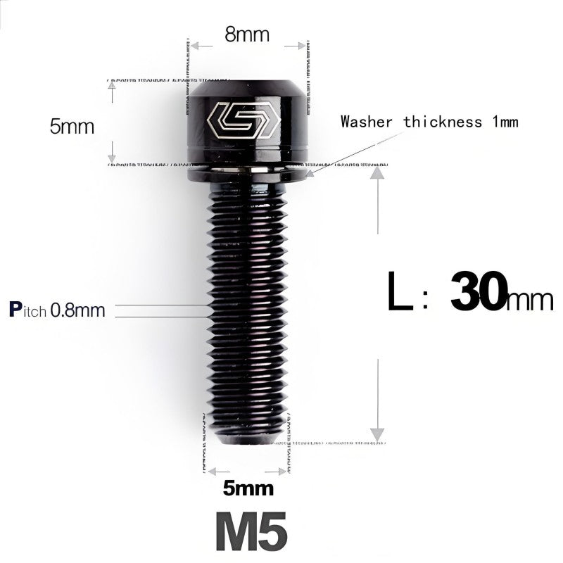 M5 L10-40MM Titanium Bolts With Wishers For Bicycle Stem