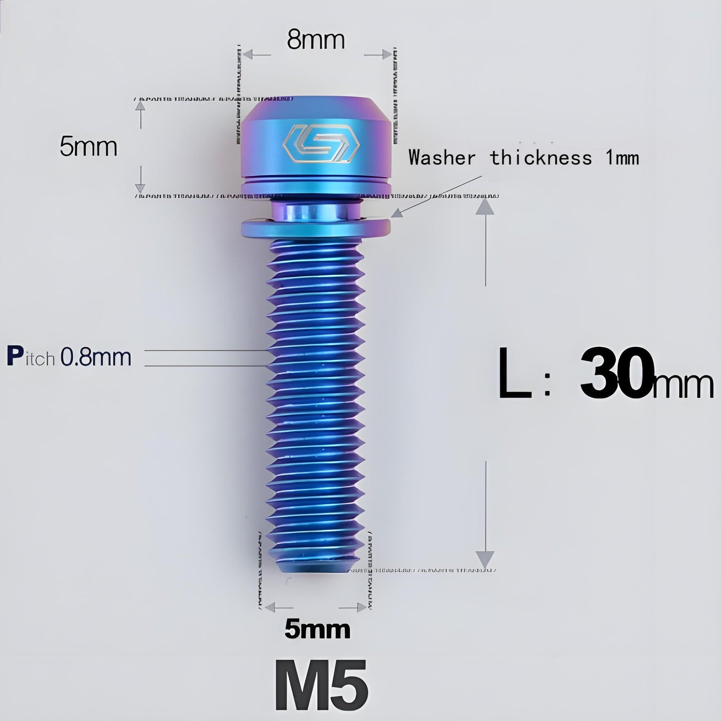 M5 L10-40MM Titanium Bolts With Wishers For Bicycle Stem
