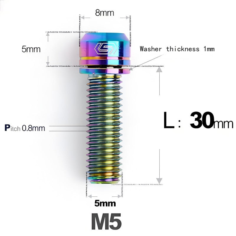 M5 L10-40MM Titanium Bolts With Wishers For Bicycle Stem