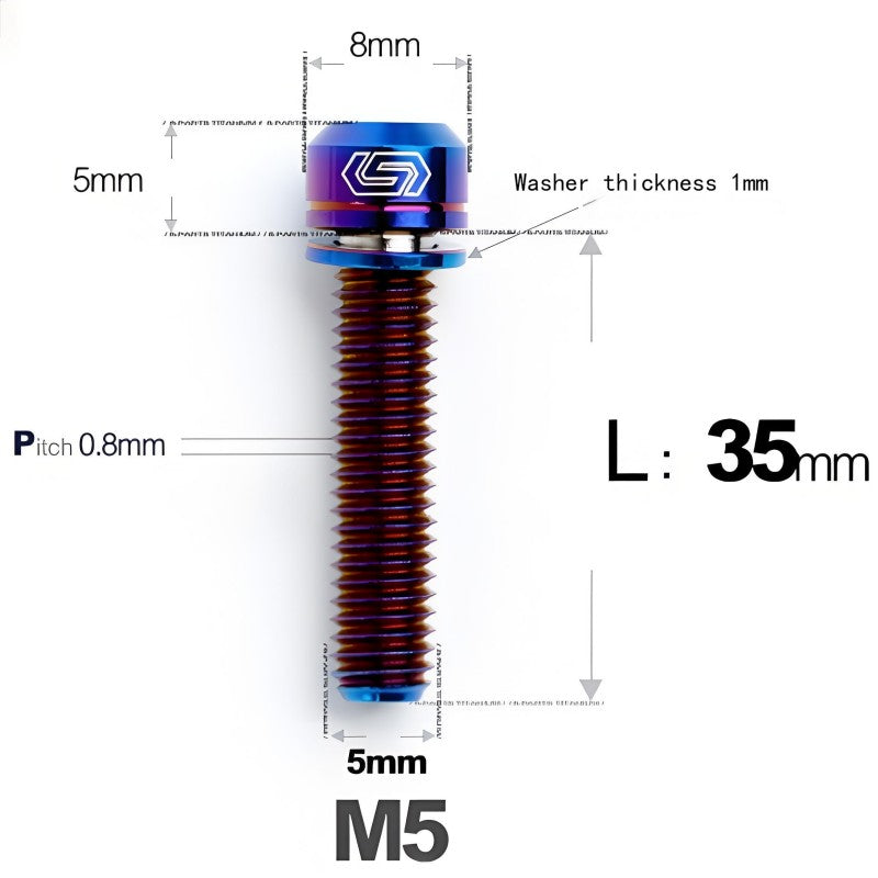 M5 L10-40MM Titanium Bolts With Wishers For Bicycle Stem