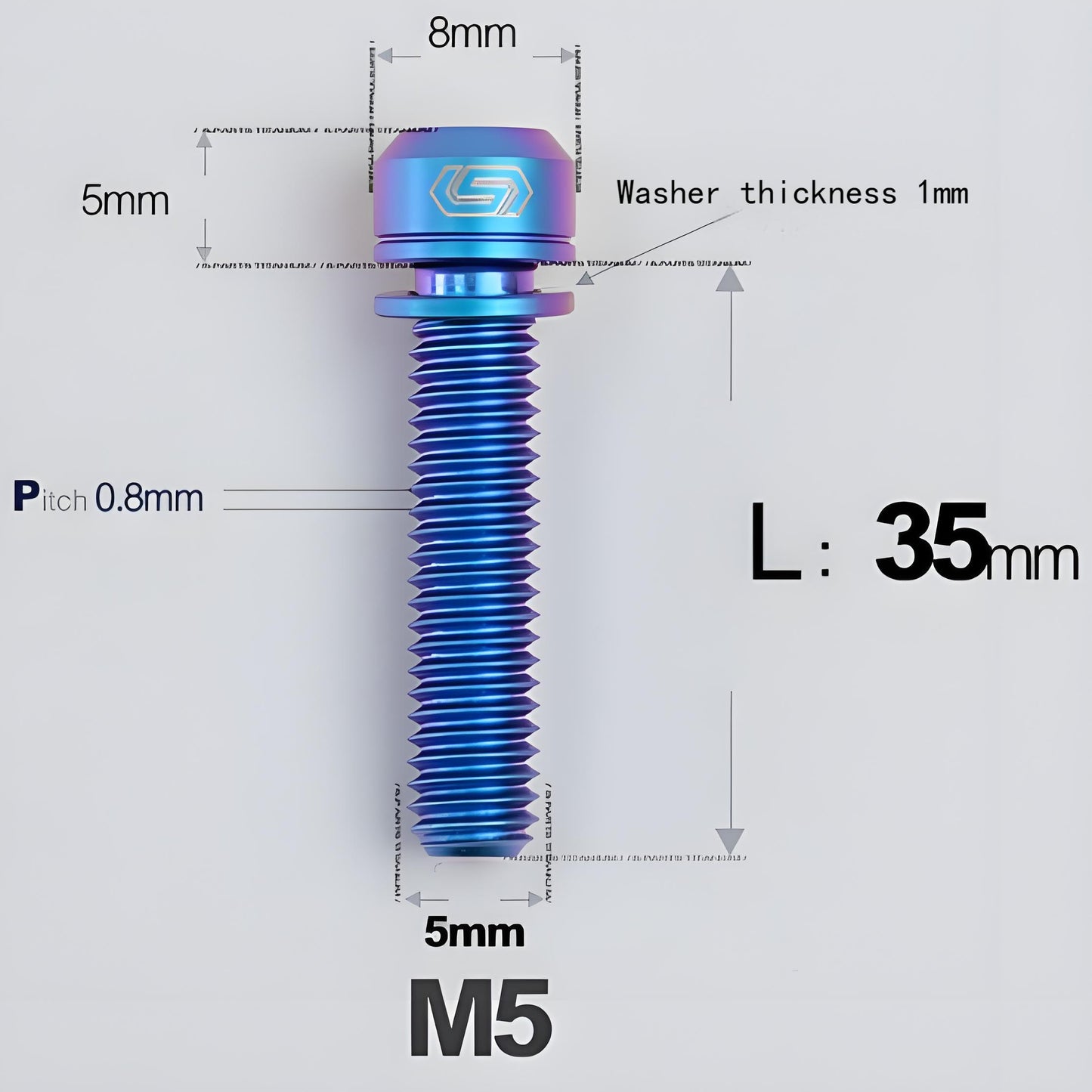 M5 L10-40MM Titanium Bolts With Wishers For Bicycle Stem