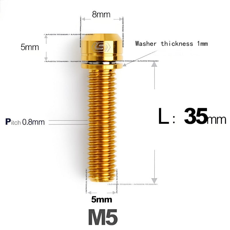 M5 L10-40MM Titanium Bolts With Wishers For Bicycle Stem