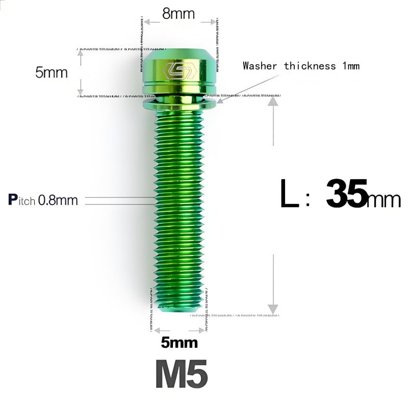 M5 L10-40MM Titanium Bolts With Wishers For Bicycle Stem