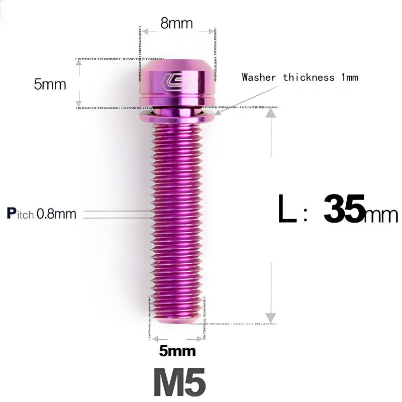 M5 L10-40MM Titanium Bolts With Wishers For Bicycle Stem