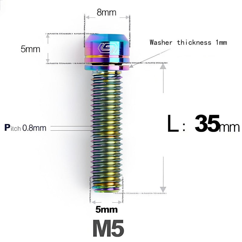 M5 L10-40MM Titanium Bolts With Wishers For Bicycle Stem