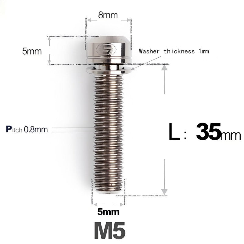 M5 L10-40MM Titanium Bolts With Wishers For Bicycle Stem