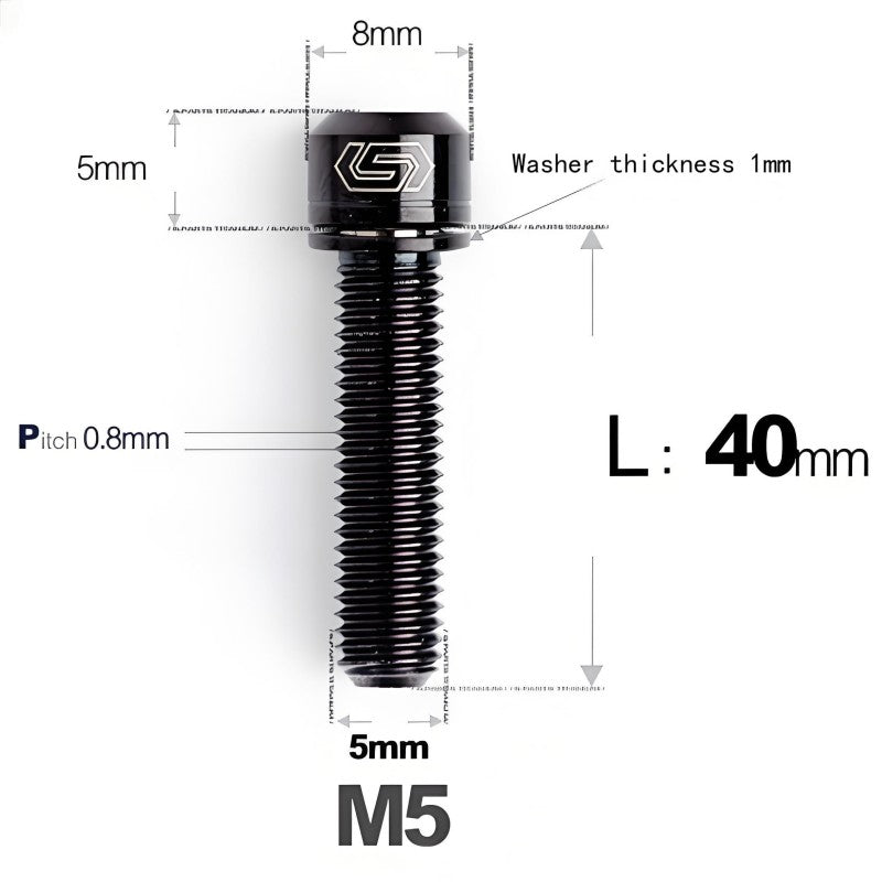 M5 L10-40MM Titanium Bolts With Wishers For Bicycle Stem
