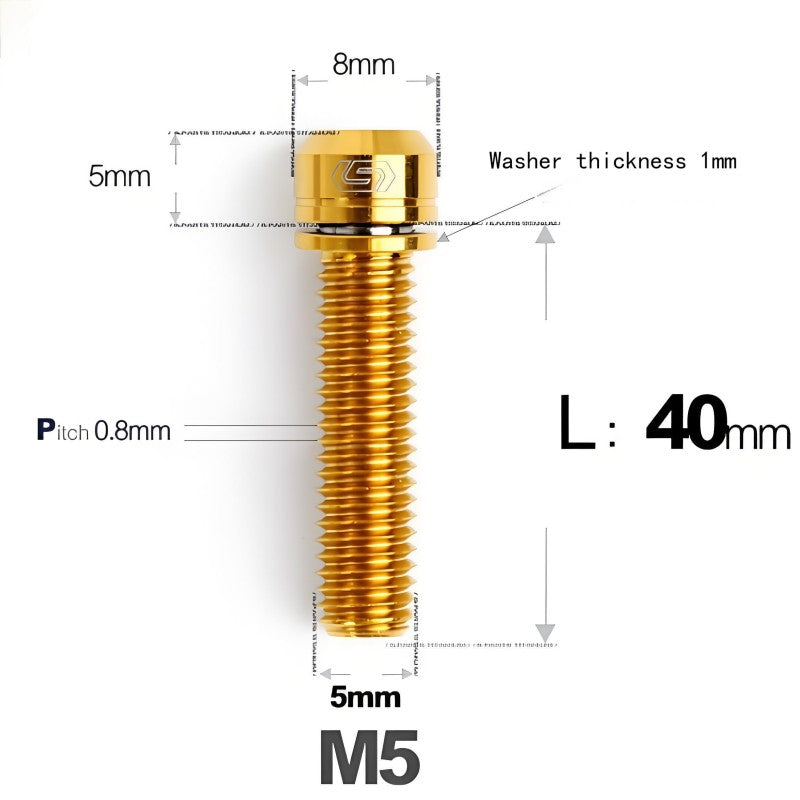 M5 L10-40MM Titanium Bolts With Wishers For Bicycle Stem