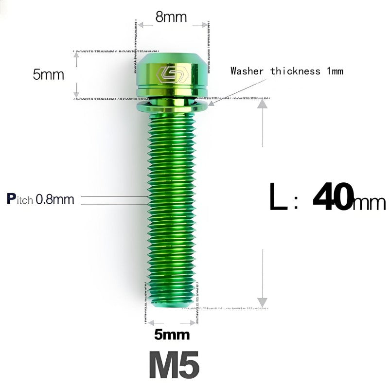 M5 L10-40MM Titanium Bolts With Wishers For Bicycle Stem