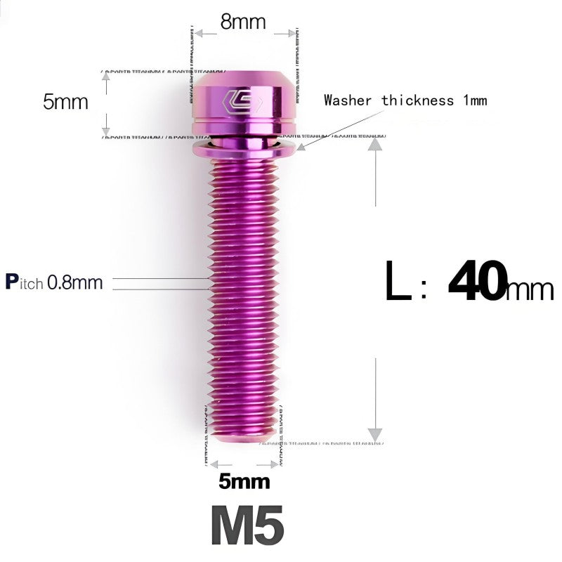 M5 L10-40MM Titanium Bolts With Wishers For Bicycle Stem