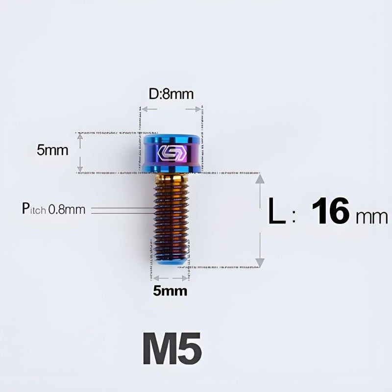 M5x10/12/16/18MM Titanium Bolts For Bike & Motorcycle
