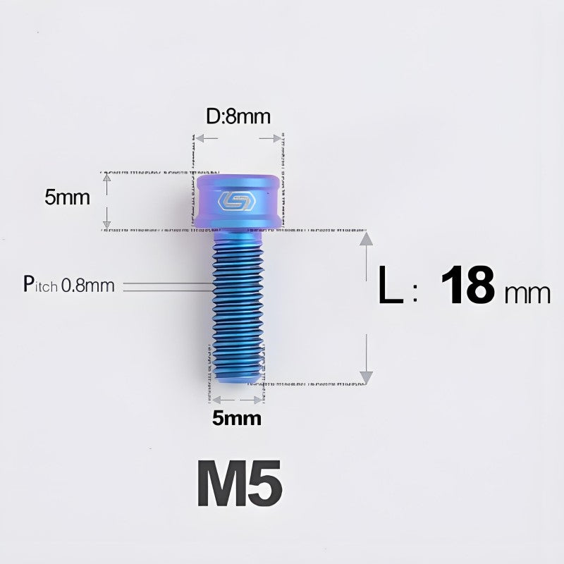 M5x10/12/16/18MM Titanium Bolts For Bike & Motorcycle