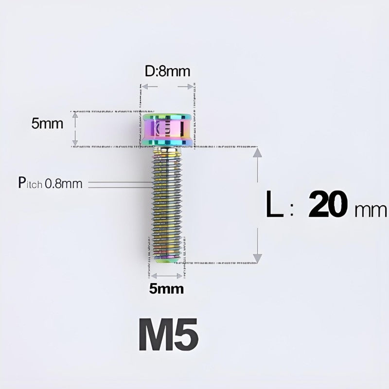 M5x10/12/16/18MM Titanium Bolts For Bike & Motorcycle